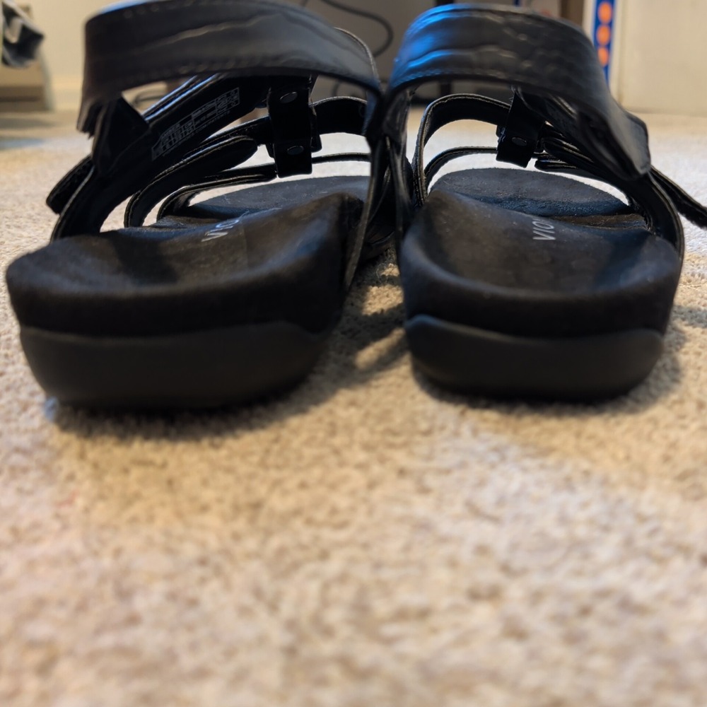 Vionic Amber Straps Black Croc Leather Orthotic Sandals Womens 8.5 - Picture 6 of 7